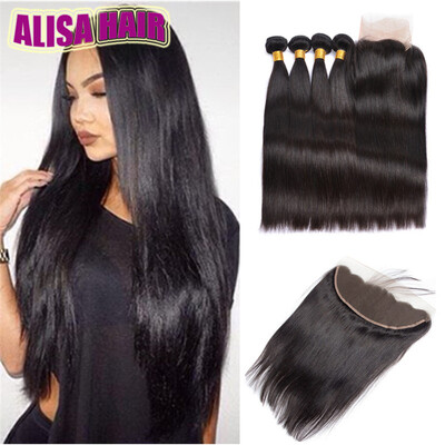 Ear to Ear Lace Frontal Closure With 4 Bundles Brazilian Virgin Hair Weaves Straight Indian Frontal And Bundles Human Hair Closure
Ear to Ear Lace Frontal Closure With 4 Bundles Brazilian Virgin Hair Weaves Straight Indian Frontal And Bundles Human Hair Closure