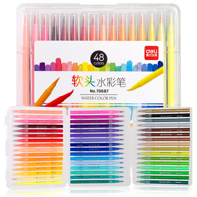 Deli deli 48 color student soft pen watercolor pen comic illustration color pen tip brush pen childrens painting strokes brush 70687
Deli deli 48 color student soft pen watercolor pen comic illustration color pen tip brush pen childrens painting strokes brush 70687