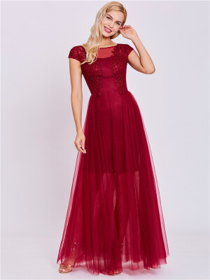 CAZDZY Scoop Lace Appliques A Line Wedding Dress