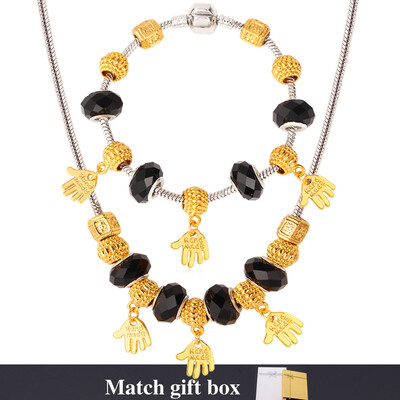 DIY Bead Crystal Necklace Set New Platinum/18K Gold Plated Hand Shape Necklace Bracelet European Jewelry Set
DIY Bead Crystal Necklace Set New Platinum/18K Gold Plated Hand Shape Necklace Bracelet European Jewelry Set
