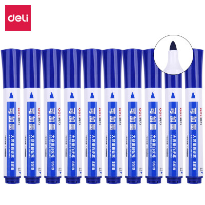 Deli deli can be inked large capacity erasable whiteboard pen round head blue 10 box S519
Deli deli can be inked large capacity erasable whiteboard pen round head blue 10 box S519