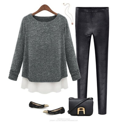 New fashion women Contrast Long Sleeve Two Layer Tiered Knit with Chiffon Top Blouse /L/XL
New fashion women Contrast Long Sleeve Two Layer Tiered Knit with Chiffon Top Blouse /L/XL