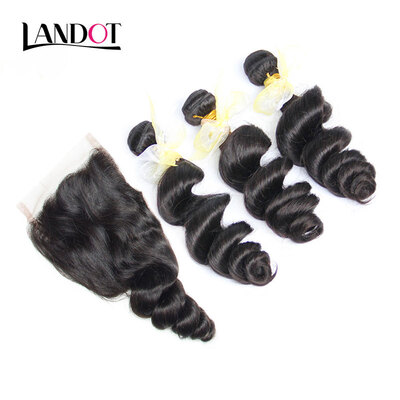 8A Brazilian Loose Wave Virgin Hair With Closure 4PcsLot Brazilian Loose Curly Wavy Human Hair Weaves 3 Bundles And Lace Closures
8A Brazilian Loose Wave Virgin Hair With Closure 4PcsLot Brazilian Loose Curly Wavy Human Hair Weaves 3 Bundles And Lace Closures