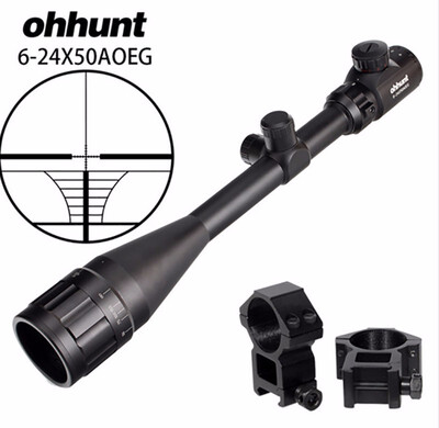 ohhunt 6-24x50 AOEG Hunting Rifle Scope with Dovetail Or Picatinny rings