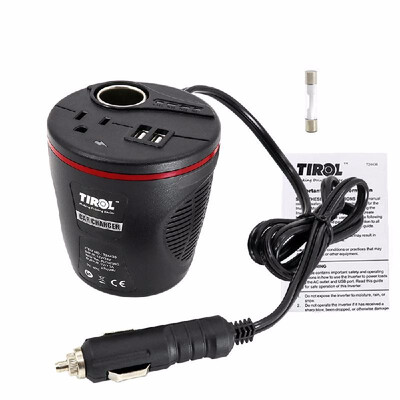 TIROL 150W Car Power Inverter DC 12V to 115V AC Converter with 24A Dual USB Adapter&Cigarette Lighter Socket
TIROL 150W Car Power Inverter DC 12V to 115V AC Converter with 24A Dual USB Adapter&Cigarette Lighter Socket