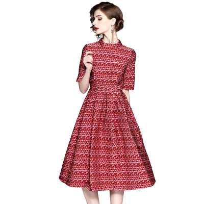 QUZIHUA 2018 New Summer O-Neck Red Geometric Office Lady Short Sleeve Knee-Length Dress
QUZIHUA 2018 New Summer O-Neck Red Geometric Office Lady Short Sleeve Knee-Length Dress