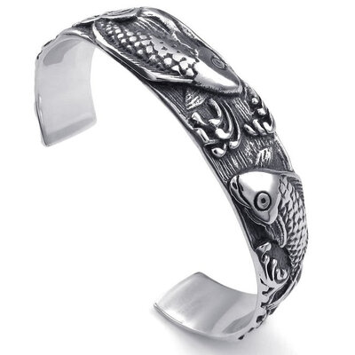 Hpolw Mens Womens Stainless Steel Bracelet, Vintage Carp Fish Cuff Bangle, Black Silver
Hpolw Mens Womens Stainless Steel Bracelet, Vintage Carp Fish Cuff Bangle, Black Silver