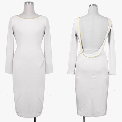 Women Summer Sexy Long Sleeve Backless Knee Length Sheath Evening Party Wedding Dresses Dress
Women Summer Sexy Long Sleeve Backless Knee Length Sheath Evening Party Wedding Dresses Dress