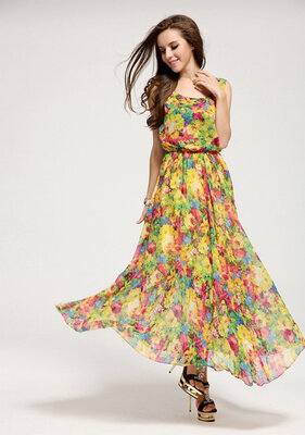 Summer Women's Vintage Style Chiffon Floral Sleeveless Long Maxi Evening Cocktail Party Dress
Summer Women's Vintage Style Chiffon Floral Sleeveless Long Maxi Evening Cocktail Party Dress