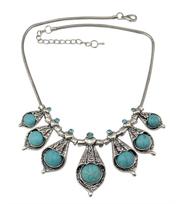 Idealway Tibet Silver Alloy Snake Chain Natural Stone Turquoise Rhinestone Pendant Necklace Females Jewelry
Idealway Tibet Silver Alloy Snake Chain Natural Stone Turquoise Rhinestone Pendant Necklace Females Jewelry