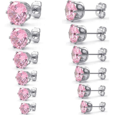 Hpolw Womens Cubic Zirconia Stainless Steel Round Stud Earring set, 3-8mm 6 Pairs, Pink
Hpolw Womens Cubic Zirconia Stainless Steel Round Stud Earring set, 3-8mm 6 Pairs, Pink