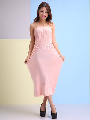 Womens Strapless Maxi Long length Soft Dress