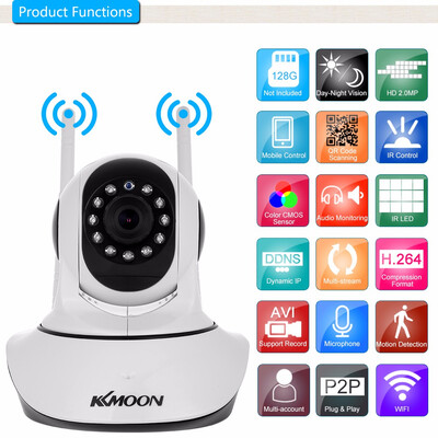 KKmoon 1080P Wireless WIFI Pan Tilt HD IP Camera 20MP Support PTZ Two-way Audio Night Vision with Phone APP Control
KKmoon 1080P Wireless WIFI Pan Tilt HD IP Camera 20MP Support PTZ Two-way Audio Night Vision with Phone APP Control