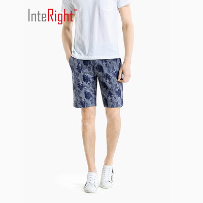 INTERIGHT casual shorts mens camouflage printed casual pants denim blue M 30