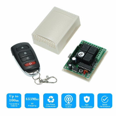 433Mhz DC 12V 4CH Universal 10A Relay Wireless Remote Control Switch Receiver Module&5PCS 4 Key RF 433 Mhz Transmitter Remote
433Mhz DC 12V 4CH Universal 10A Relay Wireless Remote Control Switch Receiver Module&5PCS 4 Key RF 433 Mhz Transmitter Remote