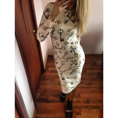 2016 New Women winter ladies o-neck long sleeve office dress keys pattern print elegant evening party casual dress Free Shipping
2016 New Women winter ladies o-neck long sleeve office dress keys pattern print elegant evening party casual dress Free Shipping
