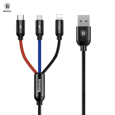 Baseus 3-in-1 Cable Three Colors Micro USB Type-C 8 Pin 35A 30CM Triple-interface design 35A fast charging Baseus 3-in-1 Cab
Baseus 3-in-1 Cable Three Colors Micro USB Type-C 8 Pin 35A 30CM Triple-interface design 35A fast charging Baseus 3-in-1 Cab
