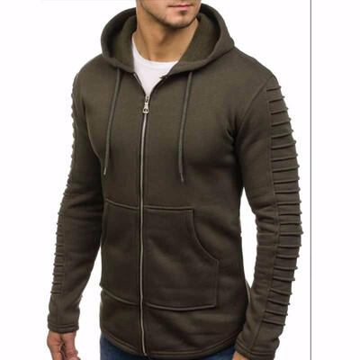 Mens Fashion Pure Color Long Sleeved Sweater Sleeves Pleated Design Zipper Cardigan Sweater
Mens Fashion Pure Color Long Sleeved Sweater Sleeves Pleated Design Zipper Cardigan Sweater
