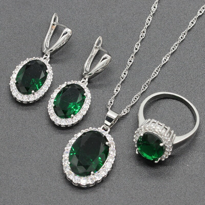 Oval White Stone Silver Plated Jewelry Sets for Women Necklace Dangle Earrings Ring Six Colors Available Free Jewelry Box
Oval White Stone Silver Plated Jewelry Sets for Women Necklace Dangle Earrings Ring Six Colors Available Free Jewelry Box