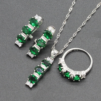 Green Stone Silver Plated Jewelry Sets for Women Choker Necklace Clip Earrings Ring Three Colors Available Free Jewelry Box
Green Stone Silver Plated Jewelry Sets for Women Choker Necklace Clip Earrings Ring Three Colors Available Free Jewelry Box