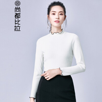 Sentubila versatile lace half-high collar knit T-shirt female 2018 autumn new solid color base coat 174T0718336 white
Sentubila versatile lace half-high collar knit T-shirt female 2018 autumn new solid color base coat 174T0718336 white