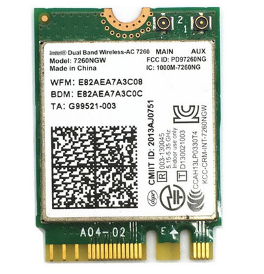 Wireless Adapter Card for Dual Band 7260NGW AC Intel 7260 NGFF WIFI 80211ac 867Mbps Wi-Fi Bluetooth 40 for dell asus sony acer
Wireless Adapter Card for Dual Band 7260NGW AC Intel 7260 NGFF WIFI 80211ac 867Mbps Wi-Fi Bluetooth 40 for dell asus sony acer
