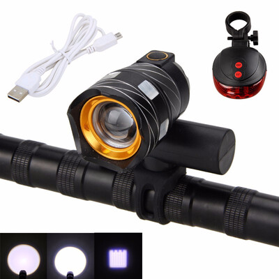 USB Rechargeable Lamp 5000LM XM- T6 LED Bike Bycicle Light Zoomable Torch 3 Modes Cycling Headlight with Red Laser Rear Light
USB Rechargeable Lamp 5000LM XM- T6 LED Bike Bycicle Light Zoomable Torch 3 Modes Cycling Headlight with Red Laser Rear Light