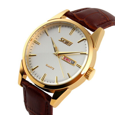 SKMEI 310 Men Leather Strap Military Waterproof Sport Quartz Watches