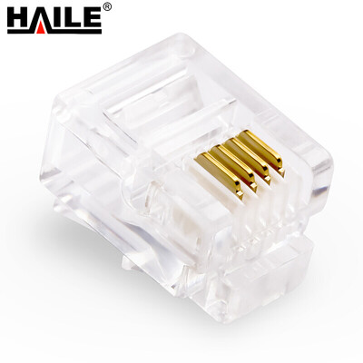 Haile HT-6P4C 6P4C Phone RJ11 Crystal Head 15U Gold Plated 1000 10 Bags