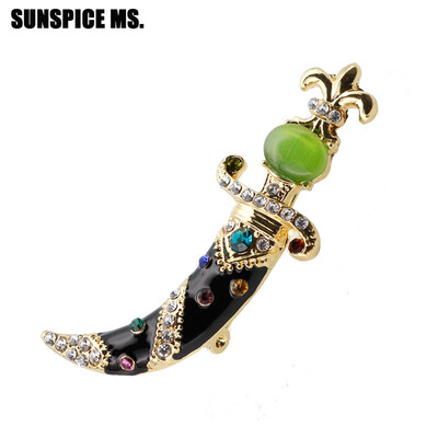Vintage Persian Machete Brooch Pins Mount Natural Stones Women Ethnic Enamel Arabia Knife Brooches Color Crystal Festival Gifts
Vintage Persian Machete Brooch Pins Mount Natural Stones Women Ethnic Enamel Arabia Knife Brooches Color Crystal Festival Gifts