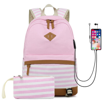 Marsoul School Backpack Girls School Bag Canvas Backpack Satchels Backpack Stripe Backpack with 156 inches USB Charging Port
Marsoul School Backpack Girls School Bag Canvas Backpack Satchels Backpack Stripe Backpack with 156 inches USB Charging Port