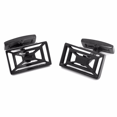 Formal Dress Mens Square Lines X Hollowed Stainless Steel Cufflinks