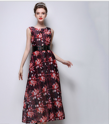Lovaru ™Printed chiffon dress retro Europe station 2015 summer new Slim thin sleeveless dress
Lovaru ™Printed chiffon dress retro Europe station 2015 summer new Slim thin sleeveless dress