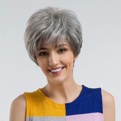 BLONDE UNICORN Fluffy Pixie Cut Short Hair Wigs Gray Black Ombre Highlights Human HairSynthetic Blend Wigs With Side Bangs
BLONDE UNICORN Fluffy Pixie Cut Short Hair Wigs Gray Black Ombre Highlights Human HairSynthetic Blend Wigs With Side Bangs