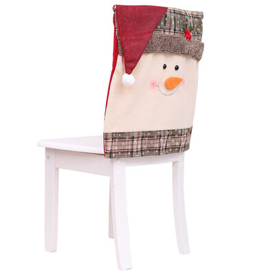 Christmas Chair Cover Santa Claus Snowman Decorations for Home Chair Back Cover