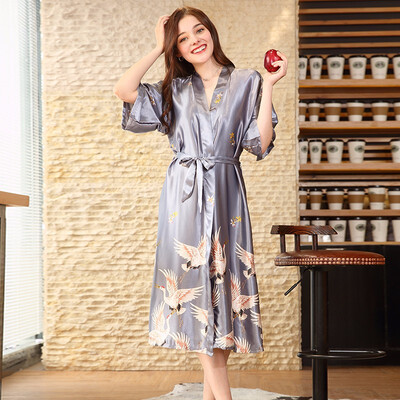 Imitation silk nightgown womens long nightgown household clothing 
Imitation silk nightgown womens long nightgown household clothing