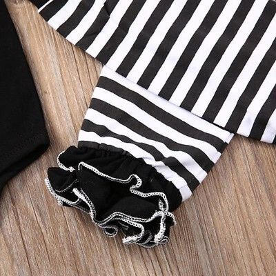 3Pcs Newborn Baby Girls Boys Romper Leg Warmer Outfits Playsuit Striped Clothes