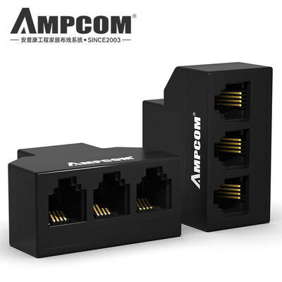 AMPCOM telephone line one minute three adapter extender 1 minute 3 telephone straight through head RJ11 telephone splitter branch AMCAT3413BK
AMPCOM telephone line one minute three adapter extender 1 minute 3 telephone straight through head RJ11 telephone splitter branch AMCAT3413BK