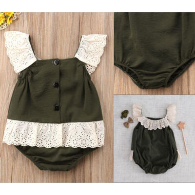 Infant Baby Girl Kids Romper Jumpsuit Bodysuit Lace Edge Clothes Summer