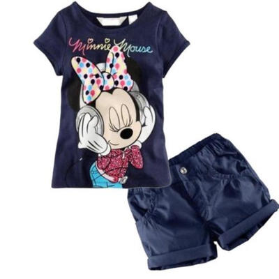 2018 UK Kids Baby Boys Girls Minnie Summer T-Shirt TopsShorts Pants Set Outfit