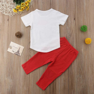 2Pcs Fashion Kids Baby Boy Christmas Clothes T-shirt Tops Pants Trousers Outfits