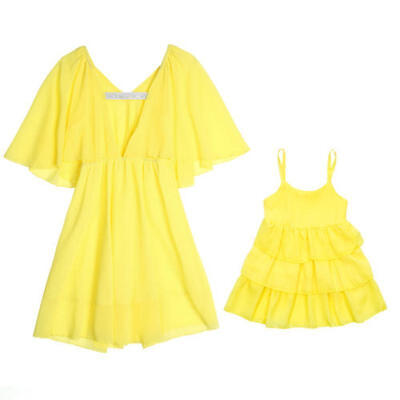Mommy&Me Family Matching Beach Dress Mother Daughter Sundress for Kid Women