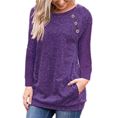 Womens Long Sleeve Pullover Hoodie Casual Pocket T-Shirt Sweatshirt Tops Blouse