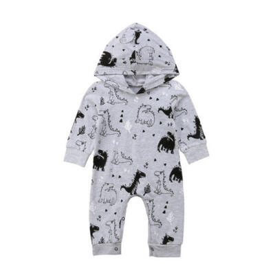 Baby Infant Boy Girl Romper Hooded Jumpsuit Dinosaur Bodysuit Outfits Clothes
