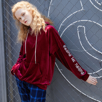 PASS autumn 2018 new gold velvet hooded sweater women loose long-sleeved Korean thin section shirt student tide 68405PA12167 jujube M
PASS autumn 2018 new gold velvet hooded sweater women loose long-sleeved Korean thin section shirt student tide 68405PA12167 jujube M
