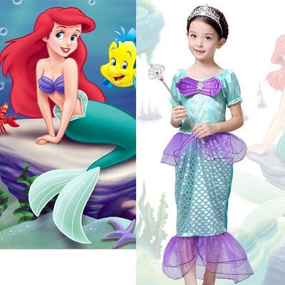 Little Mermaid Ariel Child Girl Dress Up Costume Size 3T-10