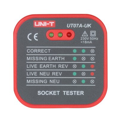 UNI-T UT07A-UK Professional Socket Tester Electrical LiveNullEarth Line Polarity Detector UK Plug
UNI-T UT07A-UK Professional Socket Tester Electrical LiveNullEarth Line Polarity Detector UK Plug