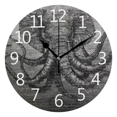 Wall Clock Elephant Illustration Round Wall Clock Arabic Numerals Design