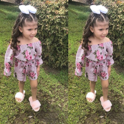 US Pretty Toddler Kids Baby Girl Romper Floral Bodysuit Sunsuit Playsuit Clothes