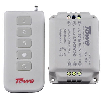 With the TOWE electric lighting remote control segment switch 220V10A three independent remote control
With the TOWE electric lighting remote control segment switch 220V10A three independent remote control